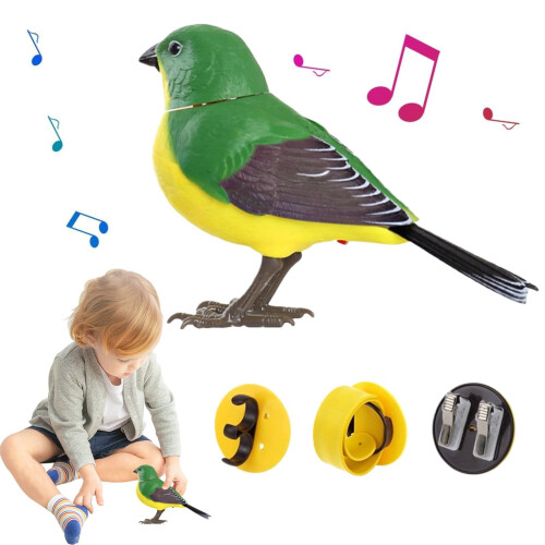 Realistic Singing Bird Toy Green Battery Operated