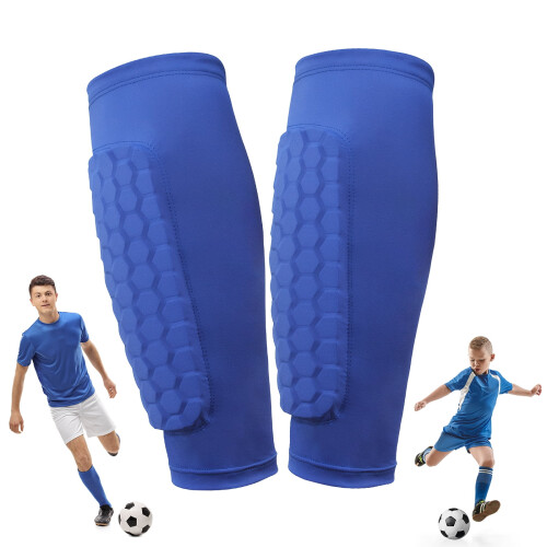 Soccer Shin Guards with Honeycomb Pads Lightweight Blue 1