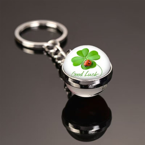 Four Leaf Clover Keychain Crystal Ball Pendant 1pc 1