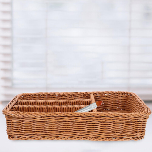 Cutlery Storage Basket Woven Mesh Chocolate 1