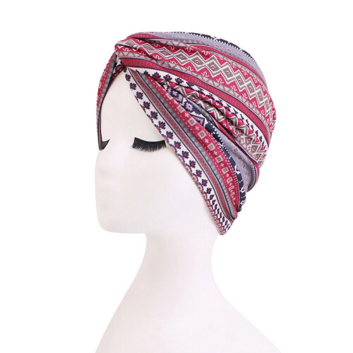 Women's Cotton Chemo Cap Print Head Cover Red 2