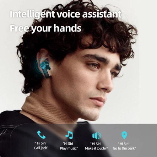 Wireless Earbuds with LED Case Black 1