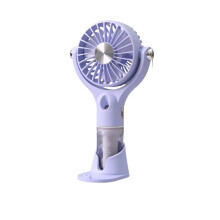 (Purple) Silent Handheld Misting Travel Fan USB Rechargeable Mini Cooling Fan