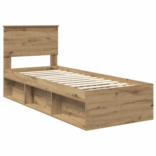 VidaXL vidaXL Bed Frame Artisian Oak 75 x 190 cm Solid Pine Wood 2