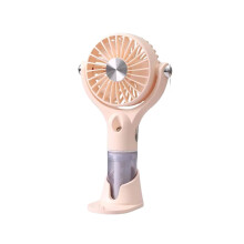 (Creamy White) Silent Handheld Misting Travel Fan USB Rechargeable Mini Cooling Fan