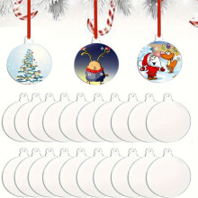 30PCS Clear Blank Acrylic Christmas Ornaments Unfinished Round Acrylic Christmas Ornaments for DIY Hanging Orn