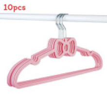 (Pink)Cute Heart Bow Plastic Clothes Hangers Sweet Style Perfect For Dormitory Home Storage
