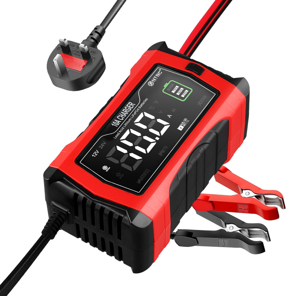 Car Battery Charger 12V/10A 24V/5A,Trickle Charger For Car Battery With Intelligent Charging Algorithms 785396752183