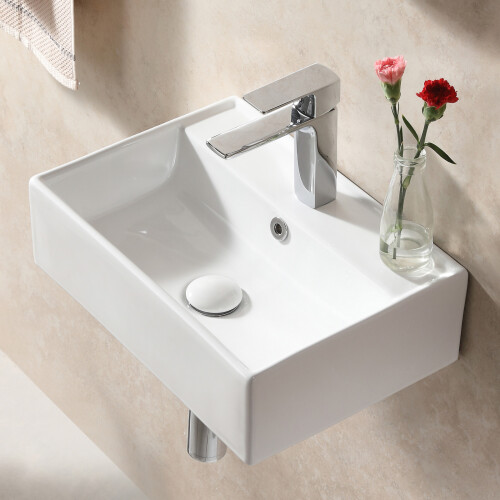 White Ceramic Countertop Basin 45x31cm Modern Bathroom Vanity Wash Sink