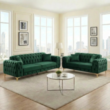 (Green, 2 Seater) Luxury 1,2,3 Seater Velvet Sofa Chesterfield Settee Lounge Chaise Couch Loveseat