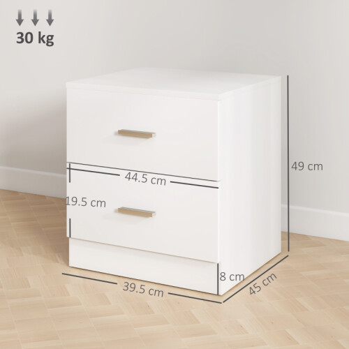 Bedside Table with 2 Drawers, Modern Nightstand 1