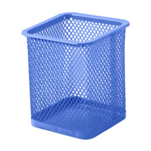 Mesh Pen Holder Blue Square Desk Organizer