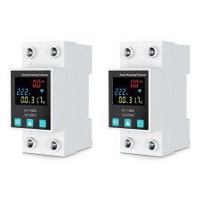 2X ZigBee TUYA Smart Life 2P/63A Circuit Breaker Earth Leakage over Under Voltage Protection Protector