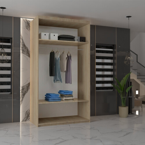 MN Furniture (Oak 90cm) Modern Double Mirrored Sliding Wardrobes 1