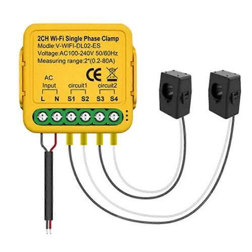 Tuya Wifi Smart Power Meter with Current Transformer Sensor,2CH