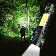 Aluminum Alloy Flashlight High Power Side Lights Telescopic