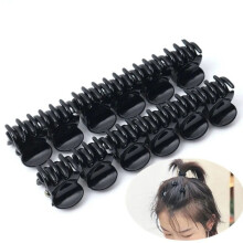Black Crab Hair Clips for Women - 12 Pcs Set
