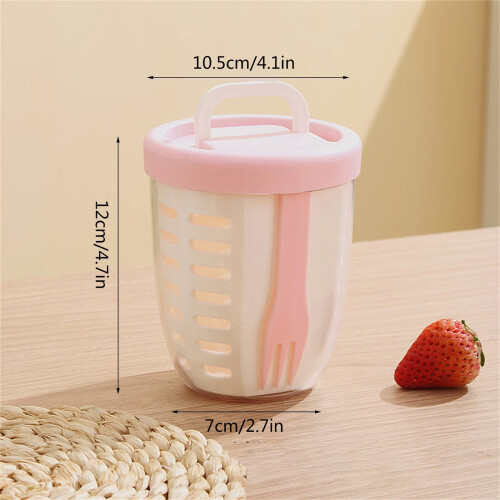 Leachable Fruit Cup with Fork Portable Picnic Box 1.2L 2