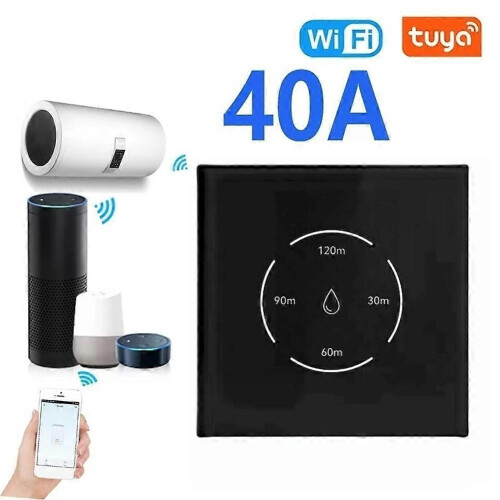 Tuya WiFi Smart Boiler Switch 40A Smart Water Heater Touch Switch with Countdown Function Voice Control-EU White 1