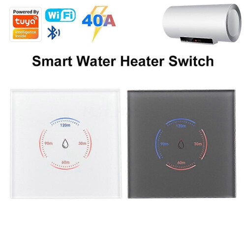 Tuya WiFi Smart Boiler Switch 40A Smart Water Heater Touch Switch with Countdown Function Voice Control-EU White 2