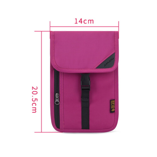 Passport Bag Neck Wallet Rose Red 2