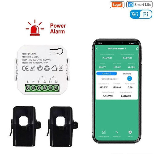 Tuya Smart WiFi Energy Meter Bidirection 2 Channels - 2CT 1