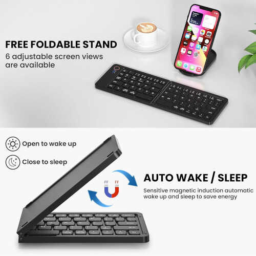 Mini Foldable Bluetooth Keyboard Aluminum 3-Device Sync 1