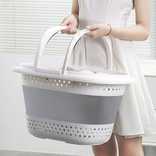 XiYing Foldable Plastic Laundry Basket with Handle 2