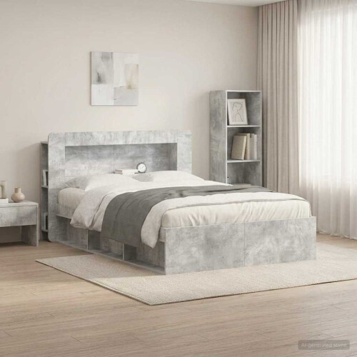 VidaXL vidaXL Headboard Cabinet with Storage Concrete Grey Engineered Wood