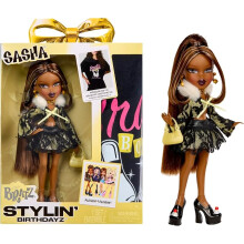 Bratz Stylin Birthdayz Sasha Fashion Doll with Customizable T-Shirt for You and Accessories