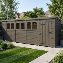19x4 Pent Composite Shed Tanalised (Single Door, With Windows)