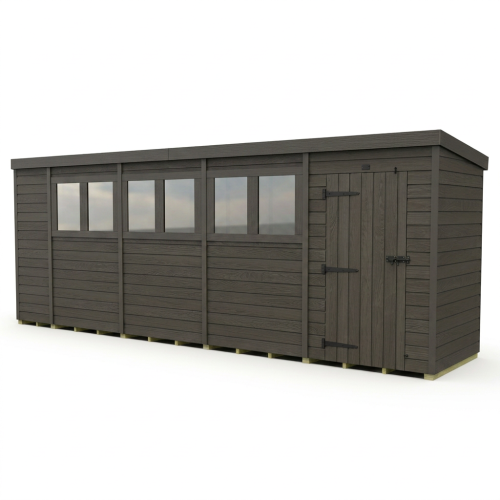 19x4 Pent Composite Shed Tanalised (Single Door, With Windows) 1