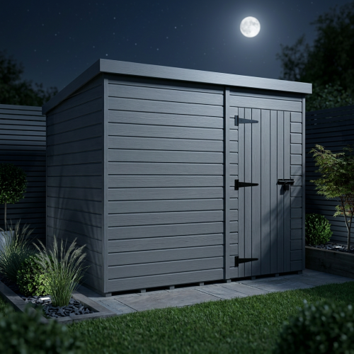 10x9 Pent Composite Shed Tanalised (Single Door, No Windows) 2