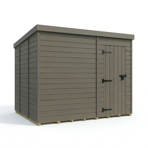 10x9 Pent Composite Shed Tanalised (Single Door, No Windows) 1