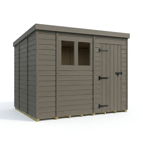 10x9 Pent Composite Shed Tanalised (Single Door, With Windows) 1