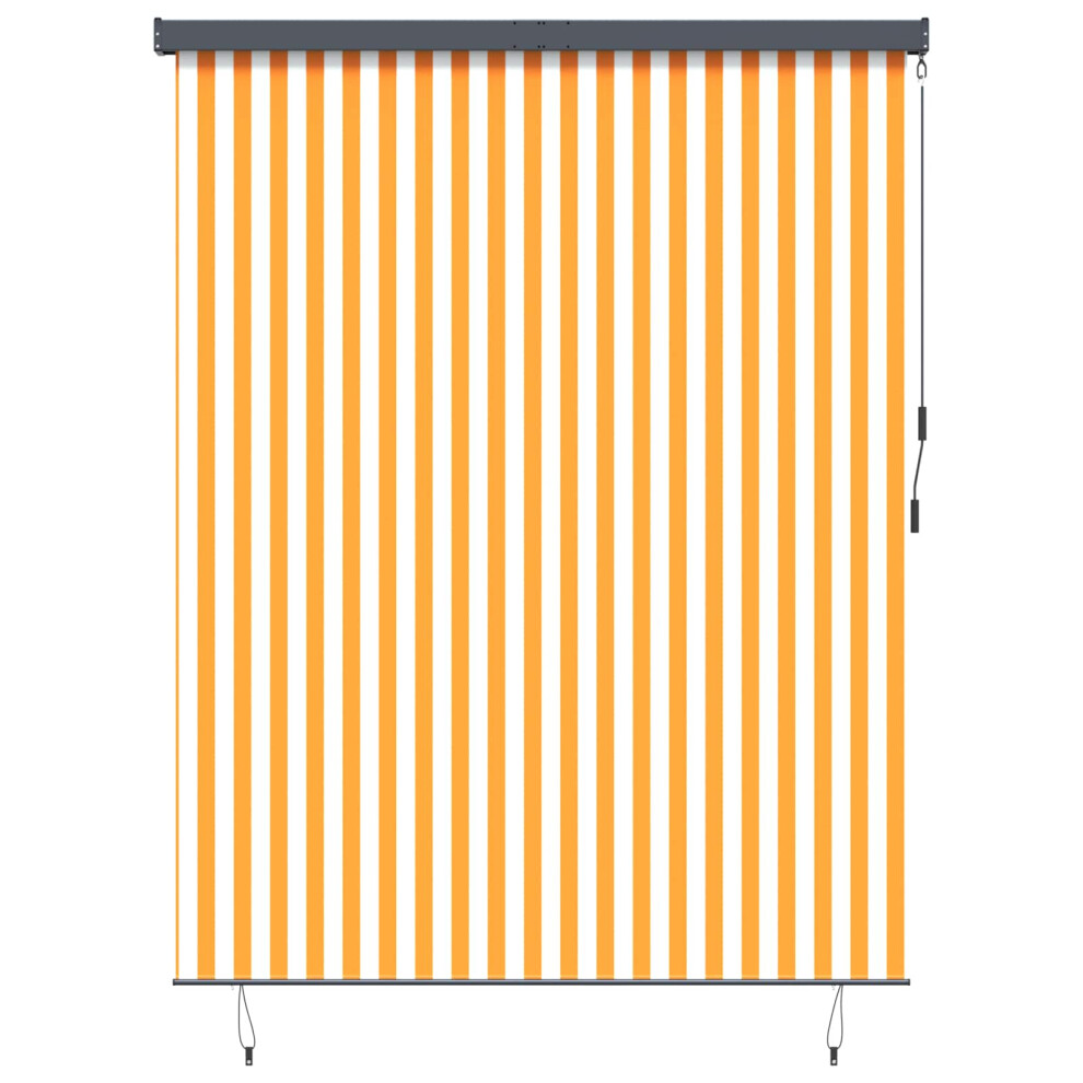 Vidaxl Roller Blind White And Orange 200 X 250 Cm Fabric And Aluminum