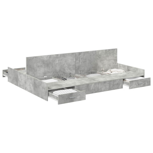 VidaXL vidaXL Storage Bed Frame Concrete Grey 140 x 190 cm Engineered Wood 1
