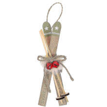 Adorno colgante para árbol de Navidad, pequeño trineo de madera estilo nórdico.