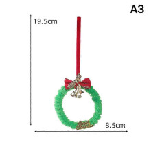 Colgante de corona navideña con campana para colgar en la puerta del coche, decoración para fiestas navideñas y decoraci