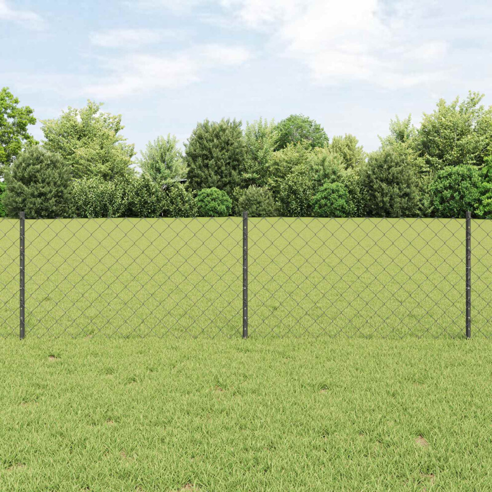Vidaxl Chain Link Fence With Post 25 X 0.6 M Pvc-Coated Steel Grey