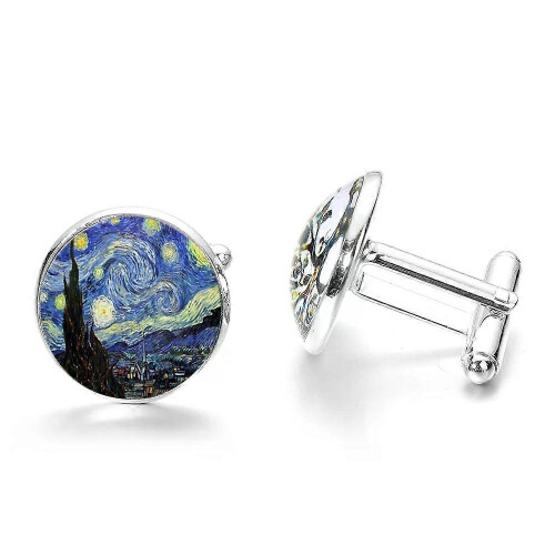 Μανικετόκουμπα Van Gogh Starry Night - Σχεδιασμός μόδας, χρυσό φινίρισμα 2