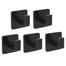 Neliönmuotoinen pyyhekoukku - musta itseliimautuva seinäkoukku moderniin ja muodikkaaseen kylpyhuoneeseen, joka yhdistyy keit