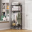 Freestanding Coat Rack White Black 2 Shelves 5