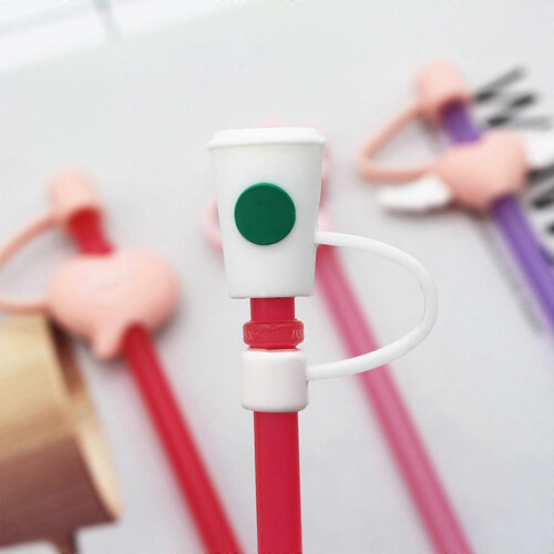 Silicone Straw Dust Cap - Cartoon Design, Reusable & Multicolor 2