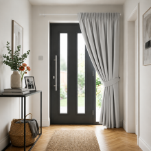 (66'X84" (Single Panel Door Curtain), Silver) Blackout Pencil Pleat Curtains & Drapes Ready Made
