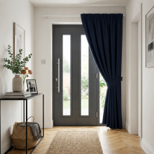 (66'X84" (Single Panel Door Curtain), Navy Blue ) Blackout Pencil Pleat Curtains & Drapes Ready Made