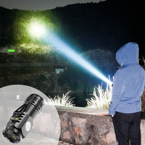 Triple LED Flashlight Magnetic Base 20W USB Charging Black 1