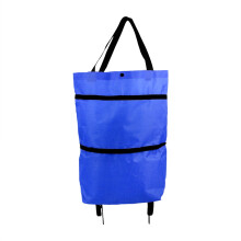 Portable Shopping Trolley Bag Blue Folding Hand Cart