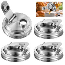 Stainless Steel Mason Jar Pour Spout Lid 4 Pack 3.4 Inch
