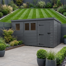13x8 Pent Composite Shed Tanalised (Single Door, With Windows)